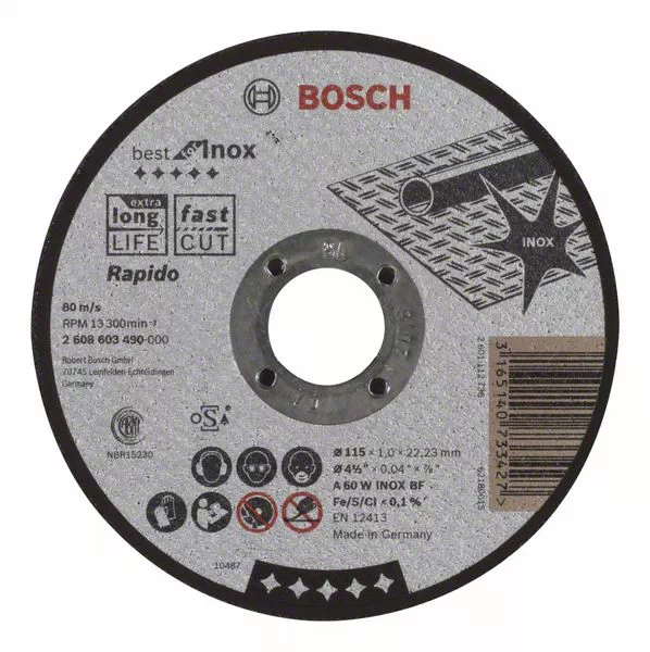 BOSCH İNOX metal kəsmə disk 115 x 1 x 22.23 mm